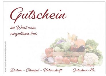 Geschenkgutscheine 11x15,5 cm Obst und Gemüse